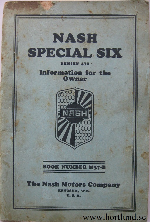 1929 Nash Special Six Series 430 Information for the Owner