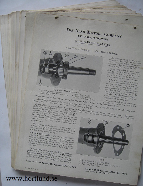 1930 - 1937 Nash Service Bulletin