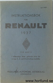 1937 Renault  instruktionsbok