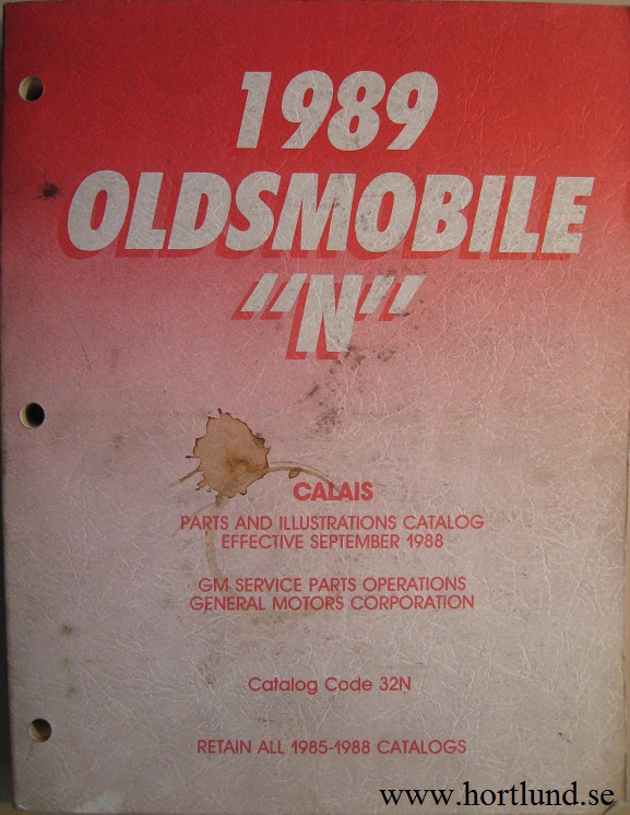 1989 Oldsmobile Calais Parts and Illustration Catalog