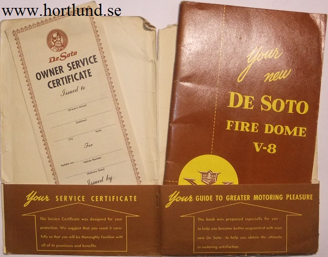 1953 De Soto Fire Dome V8 Instruktionsbok