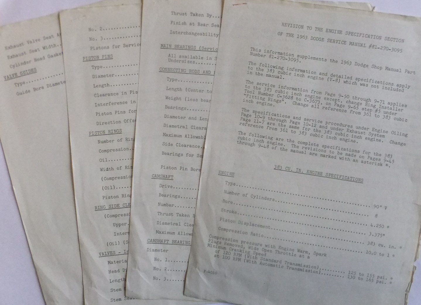 1963 Dodge 330, 340, Polara och Dart Service Manual revision - 2