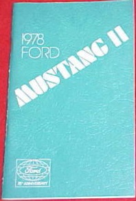 1978 Ford Mustang II King Cobra II Owner's Manual