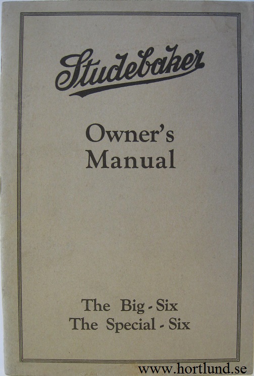 1924 Studebaker Special-Six and Big-Six Owner's Manual