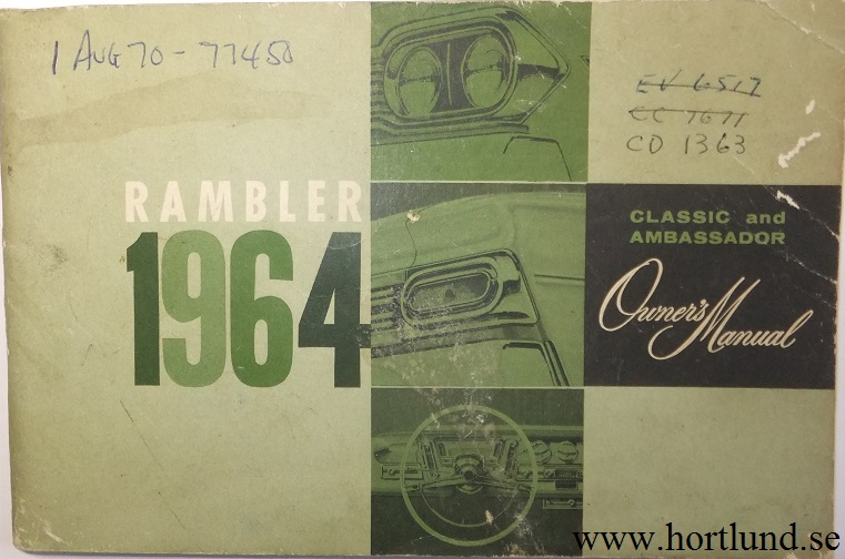 1964 Rambler Classic och Ambassador Owner's Manual