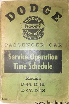 1953 Dodge Service Operation Time Schedule