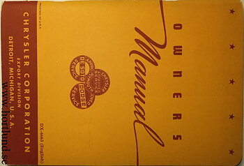 1946 - 1948 Chrysler Plymouth De Soto Dodge Owners Manual