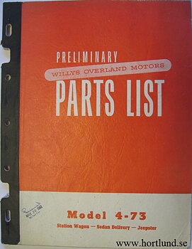 1950 Jeep 4-73 Station Wagon, Sedan Delivery and Jeepster Parts List