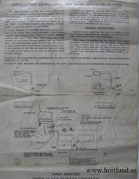 1937 Nash Installtion Instructions for Defroster Heaters