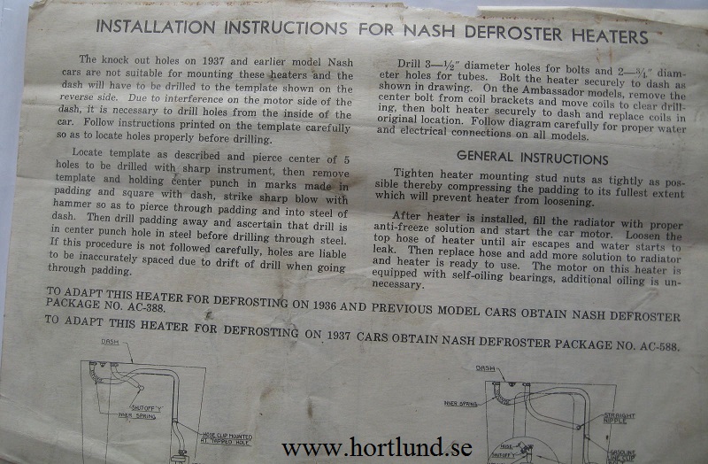 1937 Nash Installtion Instructions for Defroster Heaters - 2