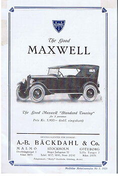 1923 Maxwell Försäljingsfolder svenskt original
