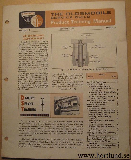 1969 Oldsmobile Service Guild Training Manual October 1968
