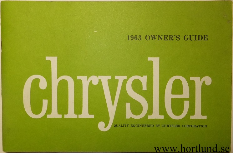1963 Chrysler Owner's Guide Manual original