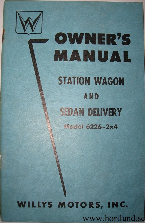 1955 Willys 6226-2x4 Station Wagon and Sedan Delivery Owner's Manual
