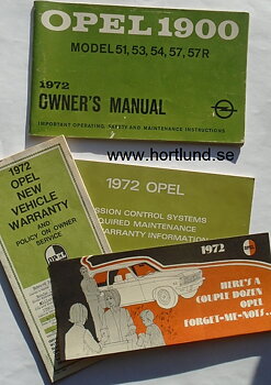 1972 Opel 1900 Ascona & Manta Owner's Manual