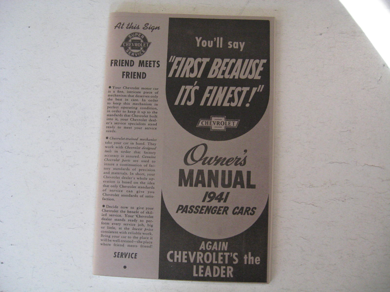 1941 Chevrolet Passanger Cars Owners Manual Nytryck