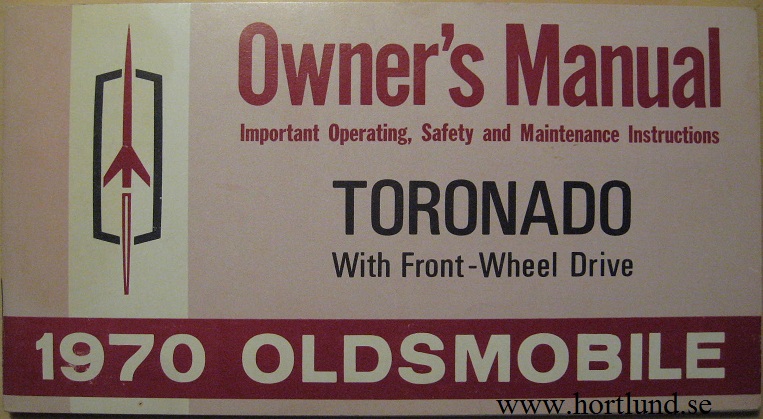 1970 Oldsmobile Toronado Owner's Manual Second printing