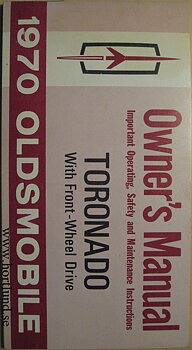 1970 Oldsmobile Toronado Owner's Manual Second printing