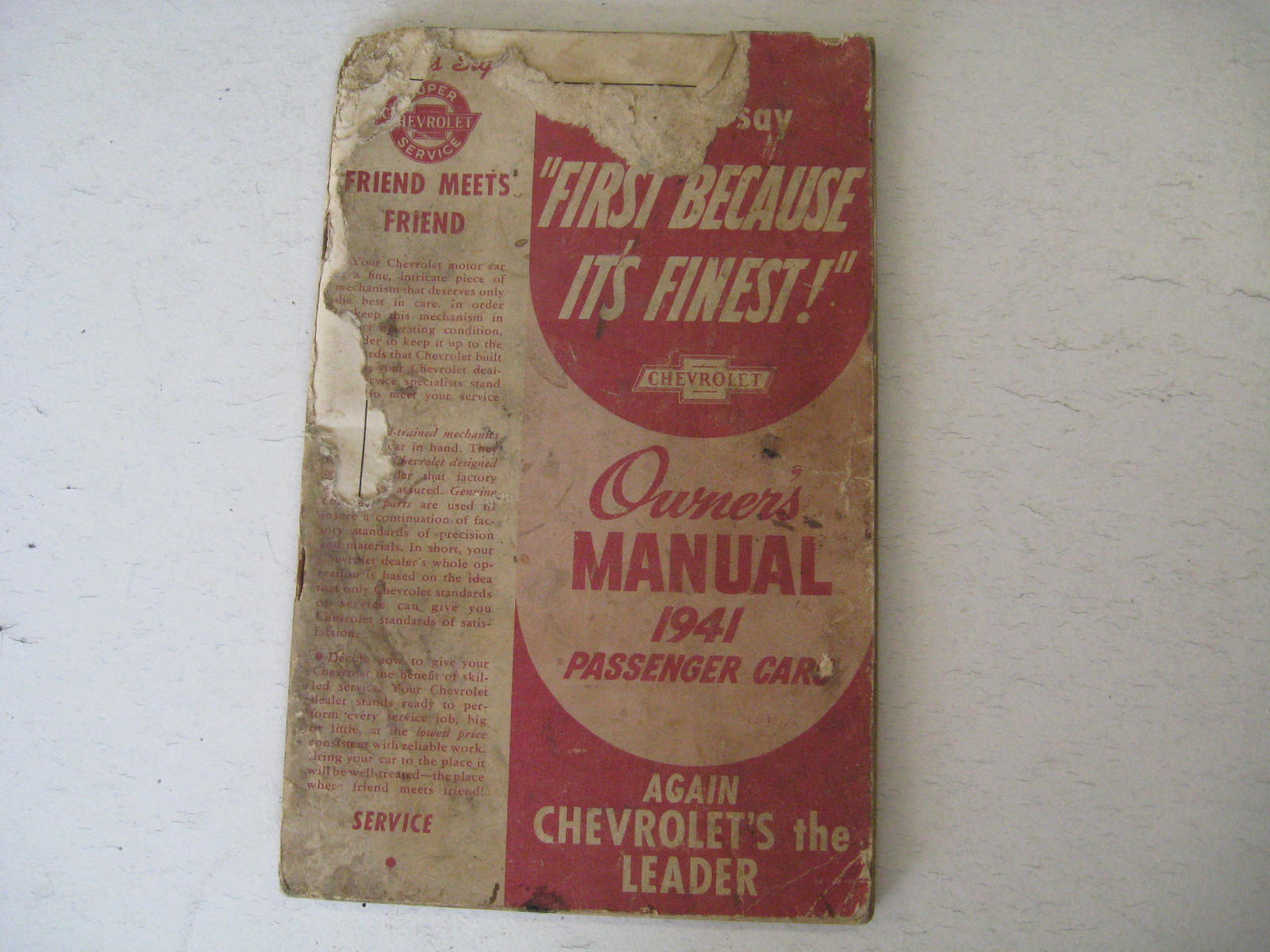 1941 Chevrolet Passanger Cars Owners Manual Slitet Original