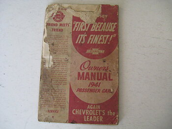1941 Chevrolet Passanger Cars Owners Manual Slitet Original