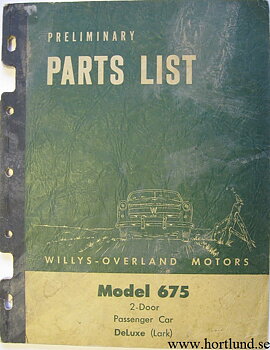 1953 Willys Model 675 DeLuxe (Lark) Parts List