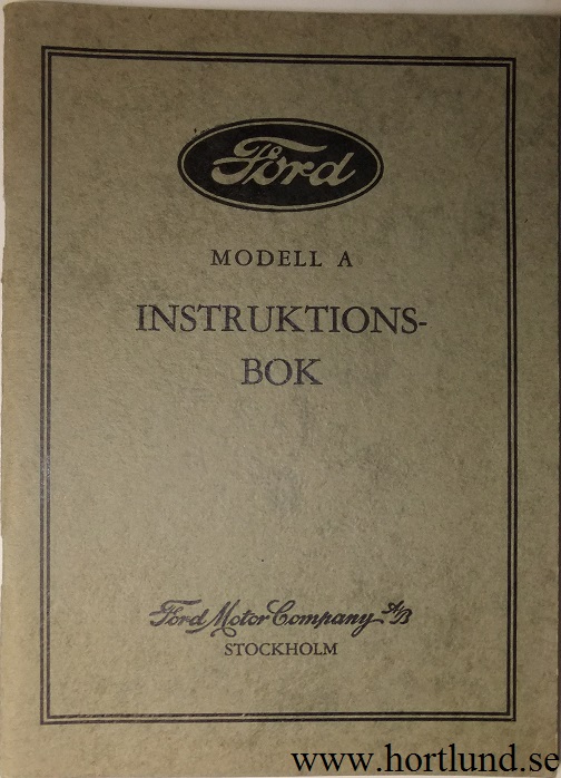1930 Ford Model A Instruktionsbok