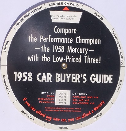 1958 Mercury datajämförelse