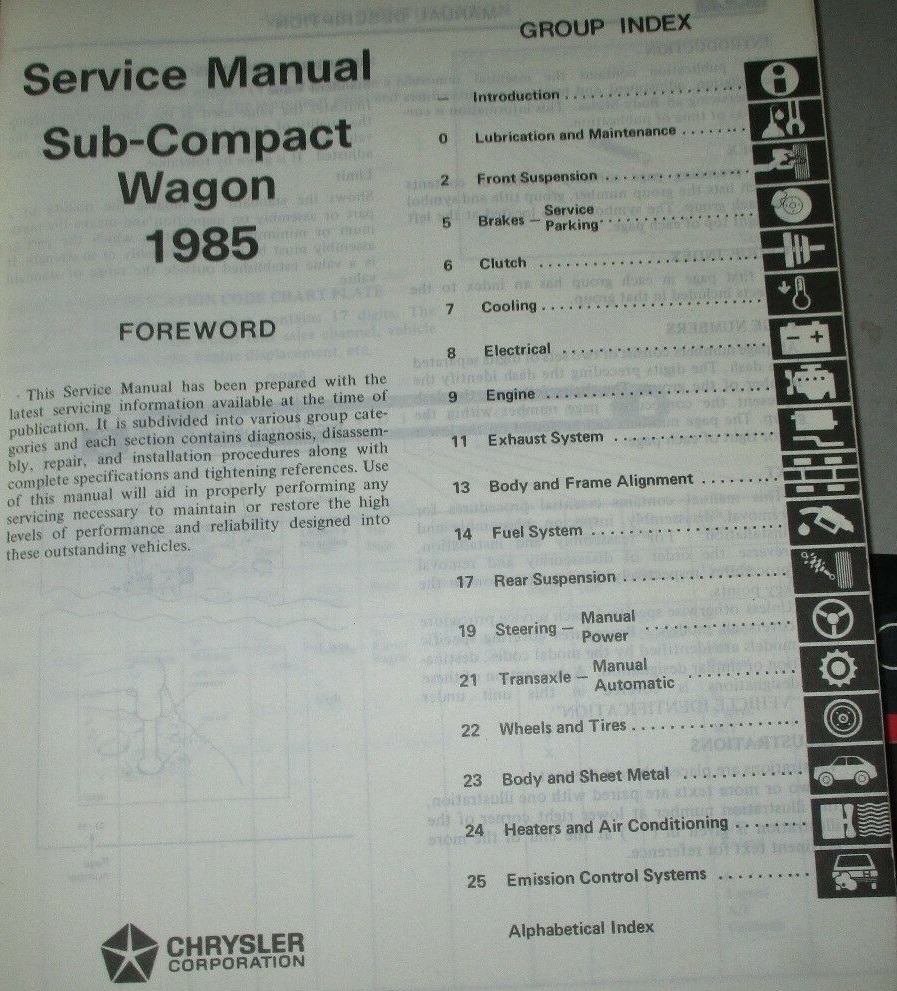 1985 Dodge Plymouth Eagle Colt Vista Service Manual - 2