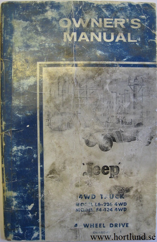 1960 Jeep 4Wd Truck L6-226 4WD and F4-134 4WD Owner's Manual
