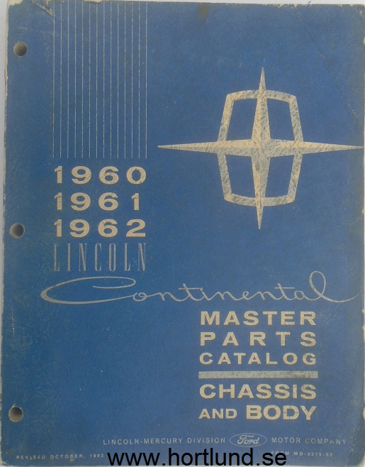 1960-1962 Lincoln Continental Master Parts Catalog