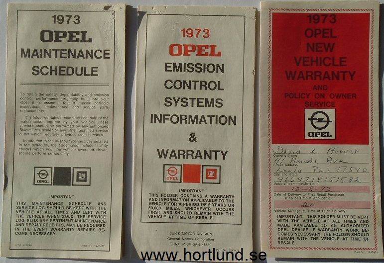 1973 Opel bilhandlingar