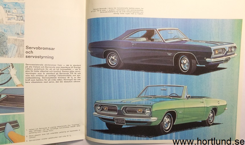 1968 Plymouth Valiant och Barracuda broschyr svensk - 2