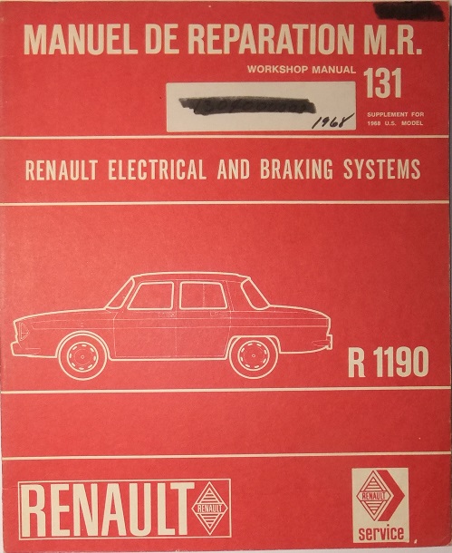 1968 Renault 10 Major R 1190 Workshop Manual