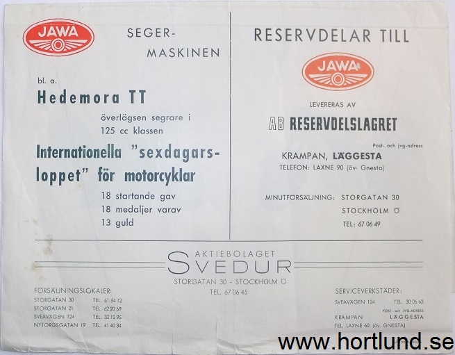 1954 Jawa 150 250 350 500 broschyr - 3