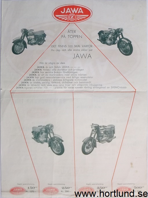 1954 Jawa 150 250 350 500 broschyr - 2