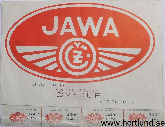 1954 Jawa 150 250 350 500 broschyr