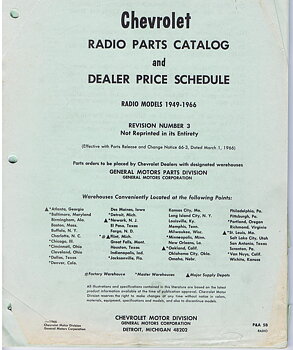 1949 - 1966 Chevrolet Radio Parts Catalog