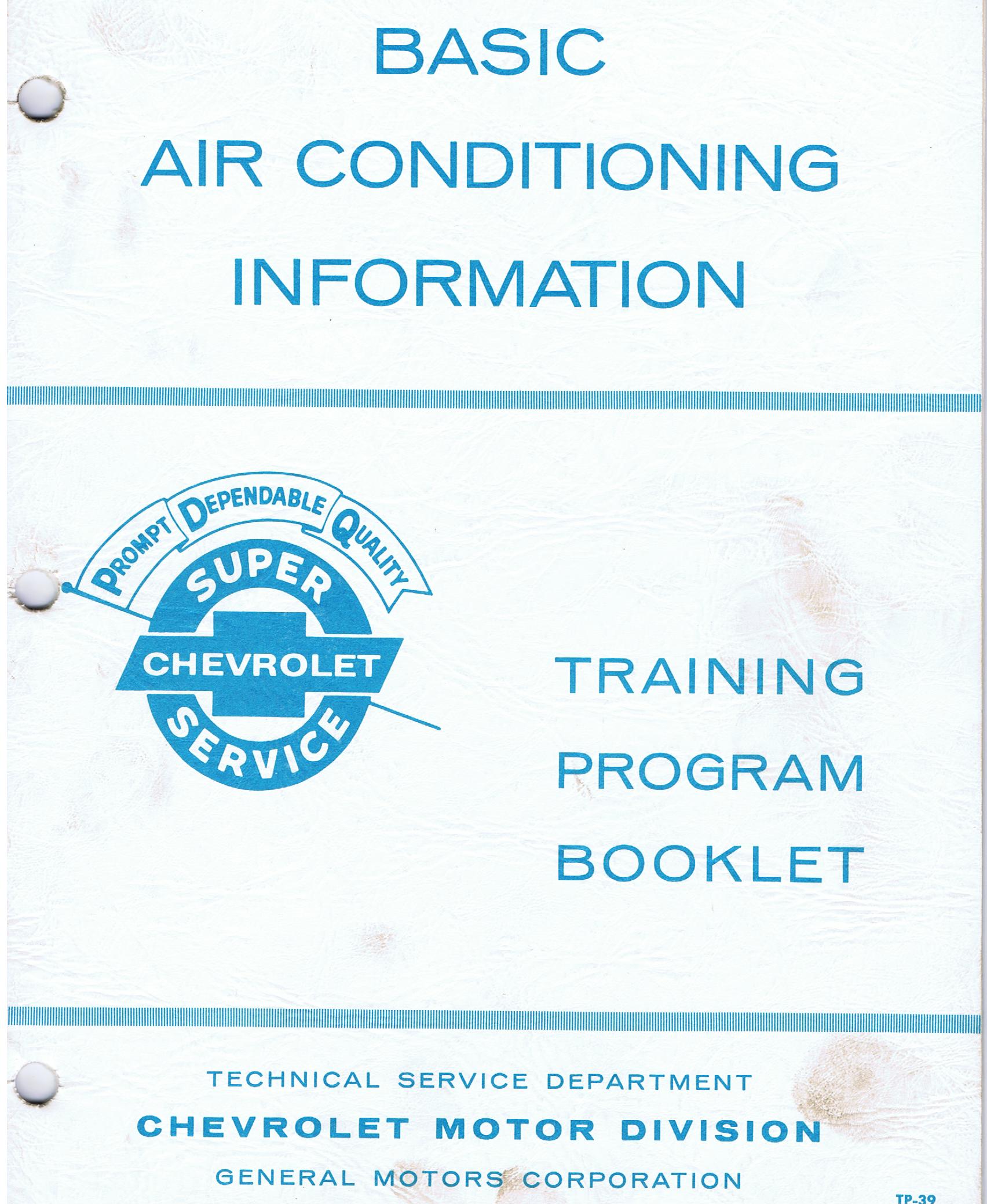 1966 Chevrolet Training Booklet Basic Air Condition Information
