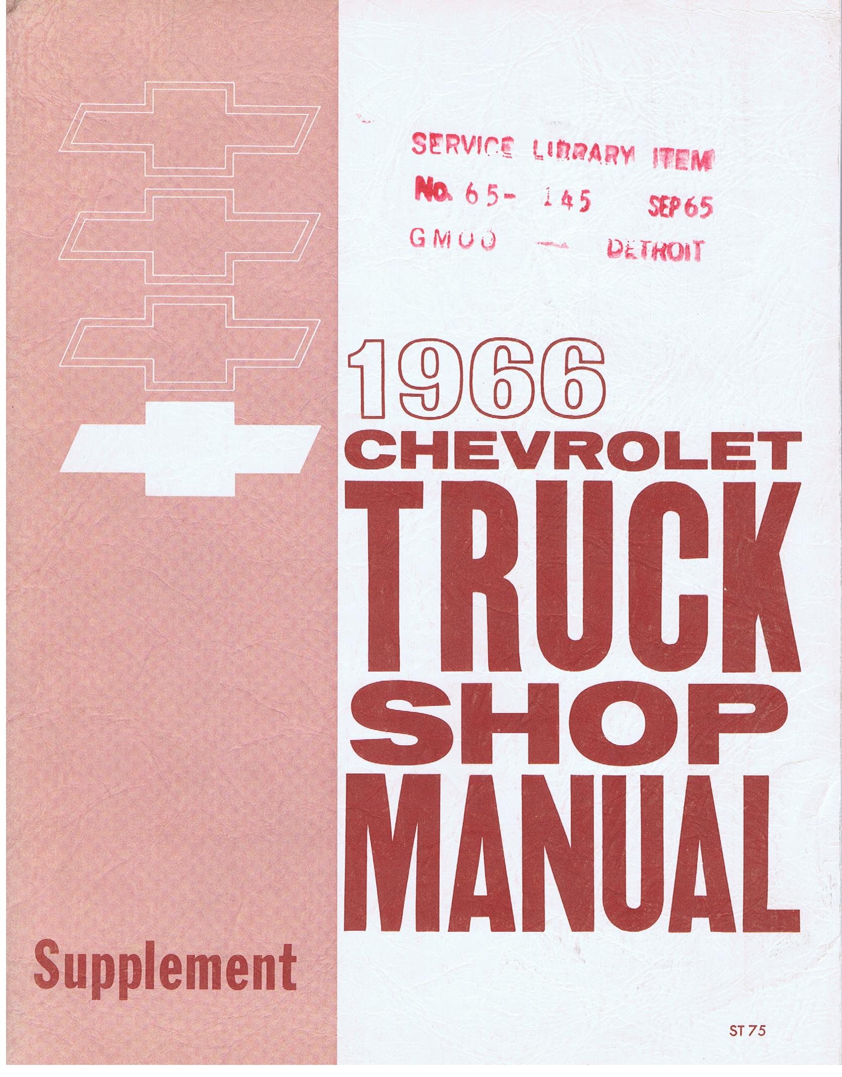 1966 Chevrolet Truck Shop Manual Supplement