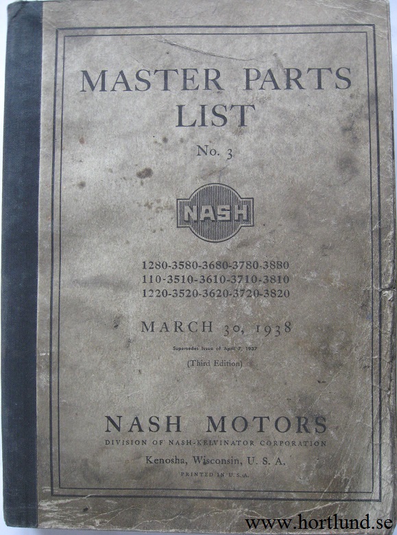 www.hortlund.se 1934 1938 Nash Master Parts List No. 3