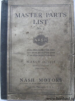 1934 - 1938 Nash Master Parts List No. 3