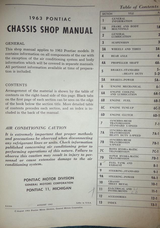 1963 Pontiac Chassis Shop Manual - 2