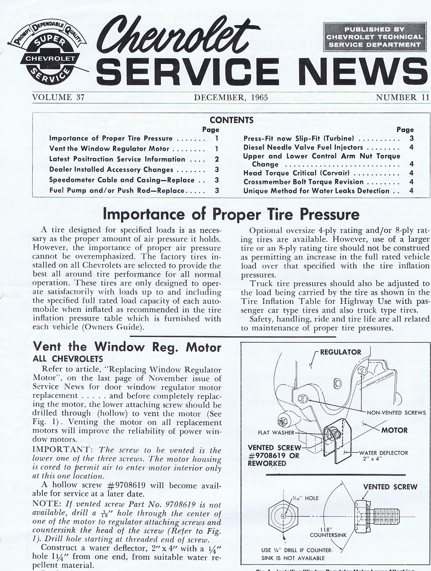 1966 Chevrolet Service News December number 11
