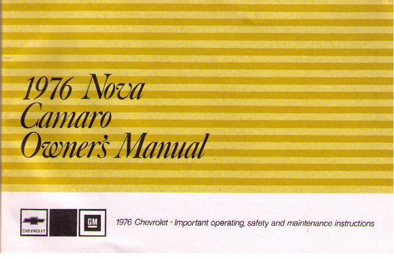 1976 Chevrolet Nova Camaro Owner's Manual