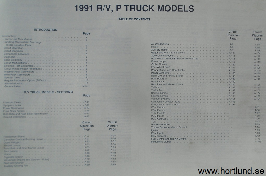 1991 GMC Light Duty Truck R/V, P Models Electrical Diagrams & Diagnosis Manual - 2