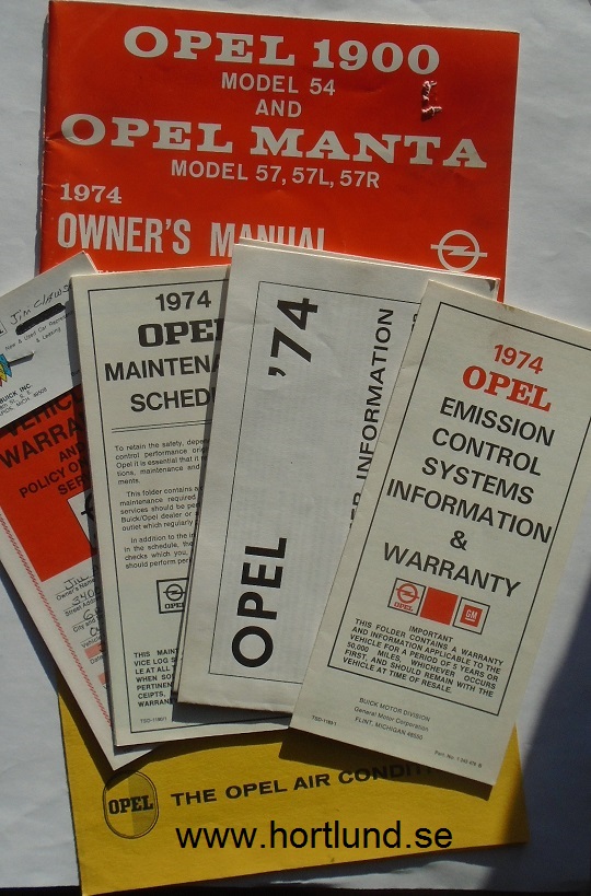 www.hortlund.se 1974 Opel 1900 Ascona & Manta Owner's Manual