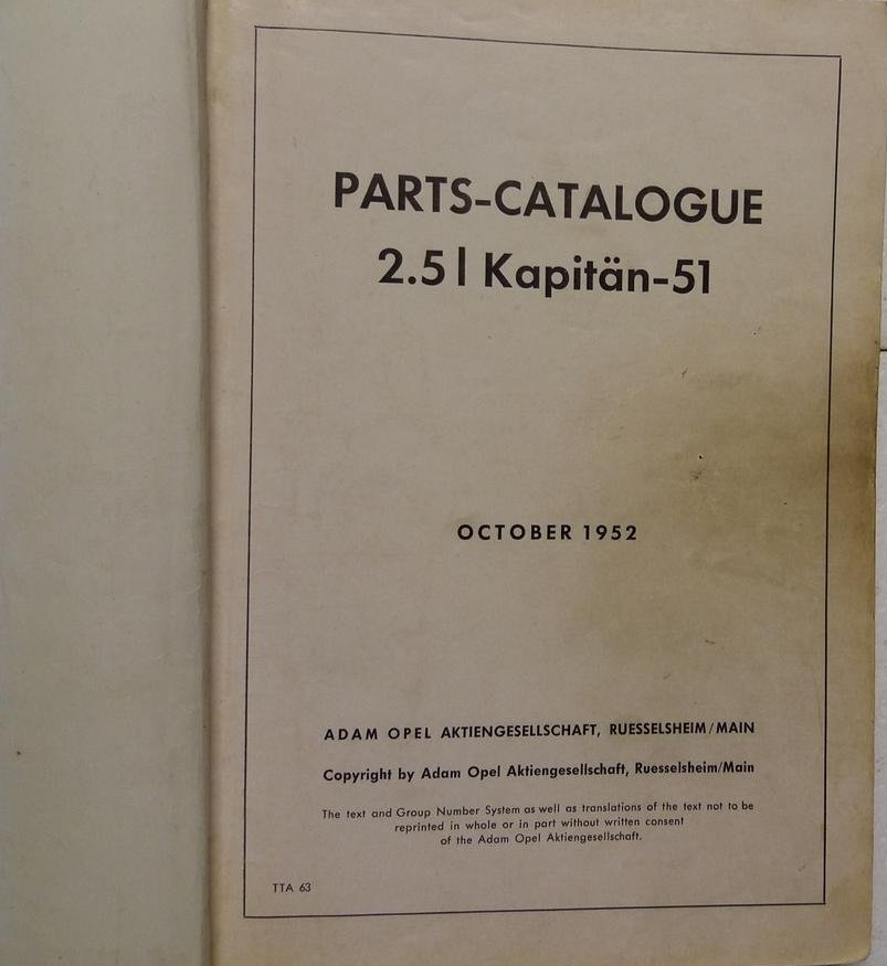 1951 Opel Kapitän Parts Catalogue - 2