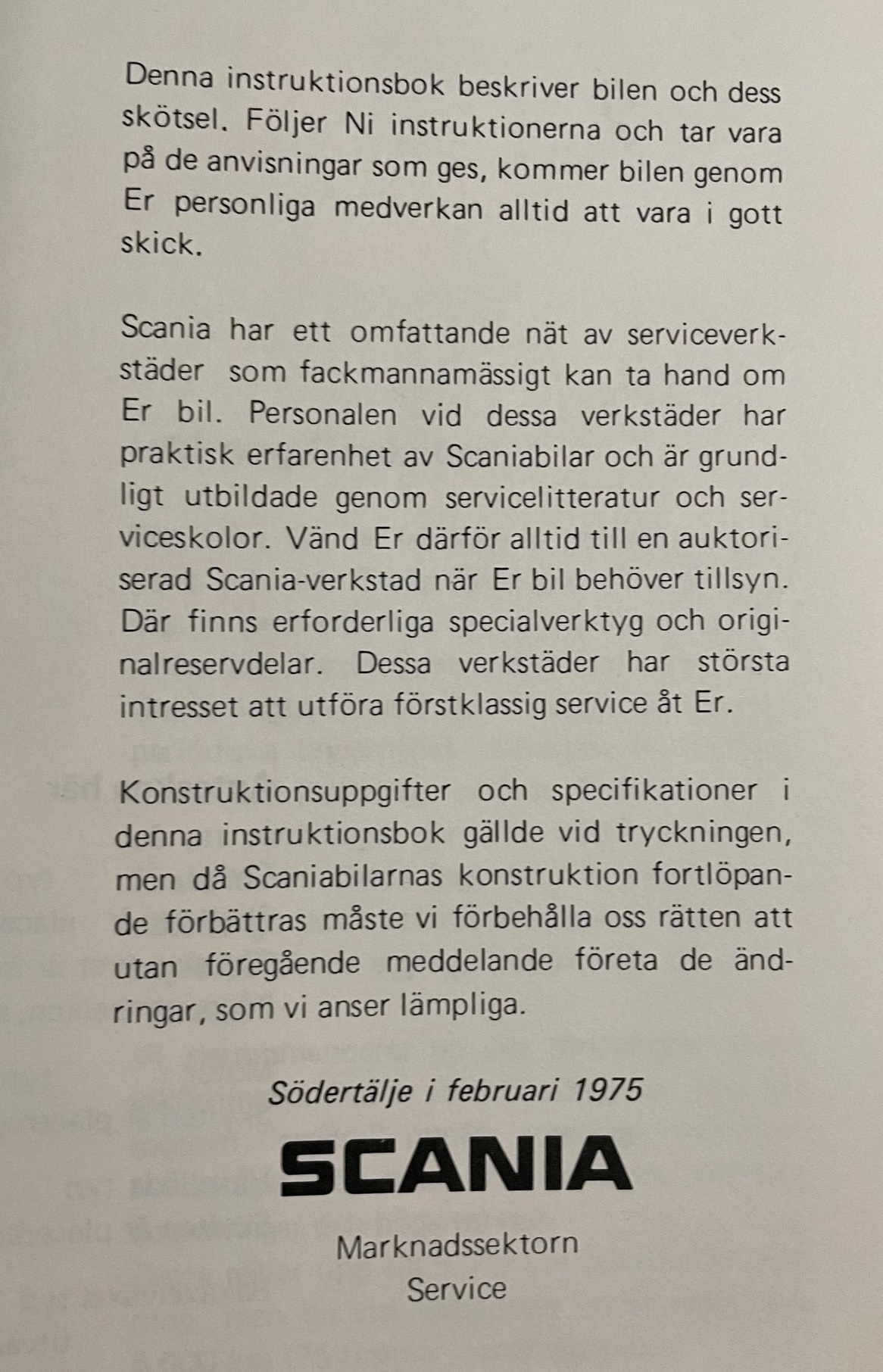 1975 Scania 140 Instruktionsbok - 2