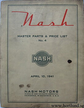 1939 - 1941 Nash Master Parts & Price List