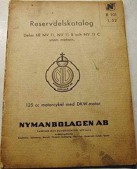 1952 NV 11, 11 B och 11 C Reservdelskatalog